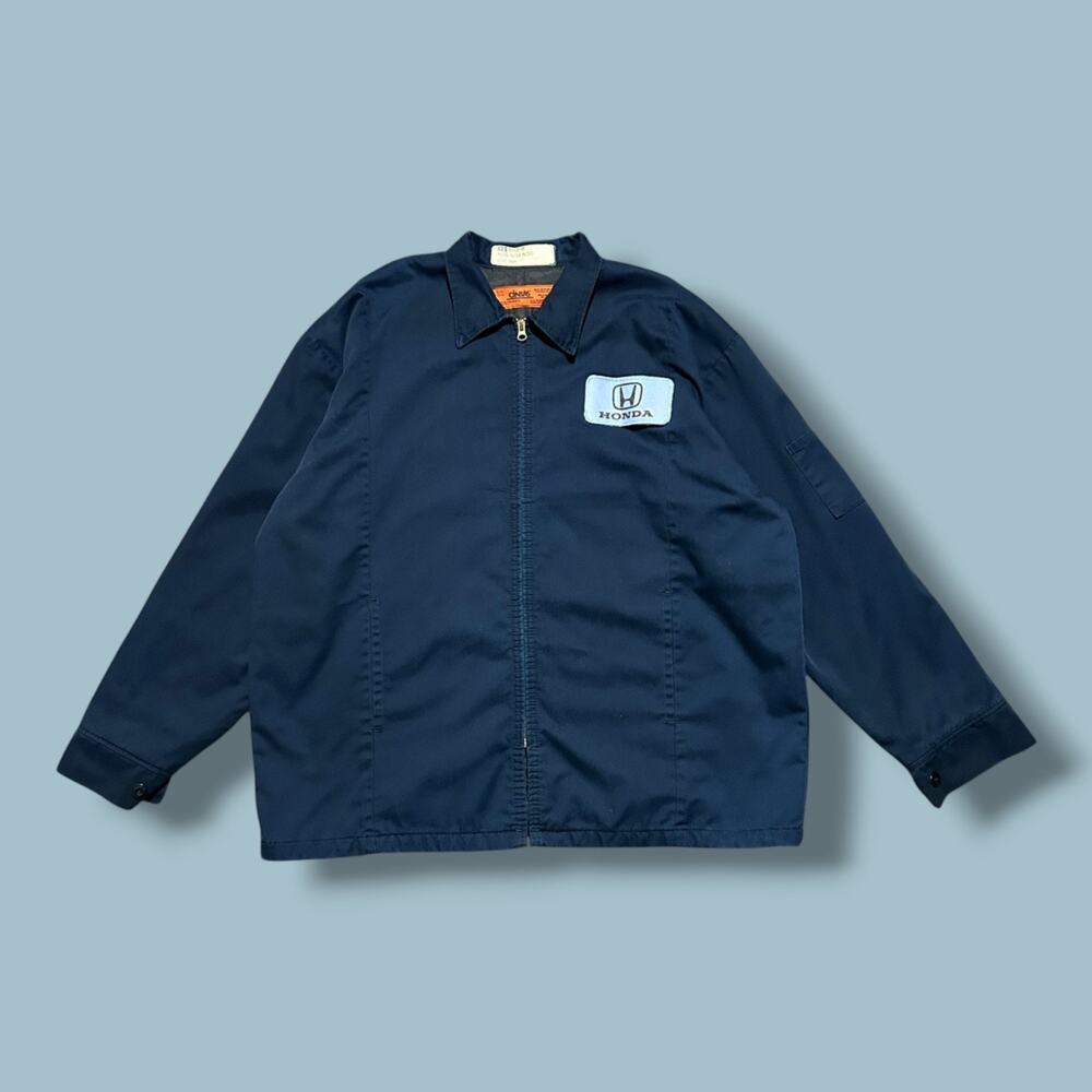 Vintage Mechanic Work Jacket Full Zip 90s Mens XL Navy Blue Quilt Lined